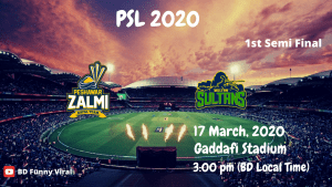 Peshawar Zalmi vs Multan Sultan | PSL 2020 | 17th march, 2020 (3:00pm BD local time) | Gaddafi Stadium, Lahore